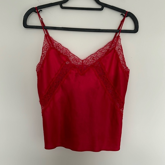 Victoria's Secret Tops - Victoria’s Secret Red‎ Lace Cami Spaghetti Strap Top - Size Medium